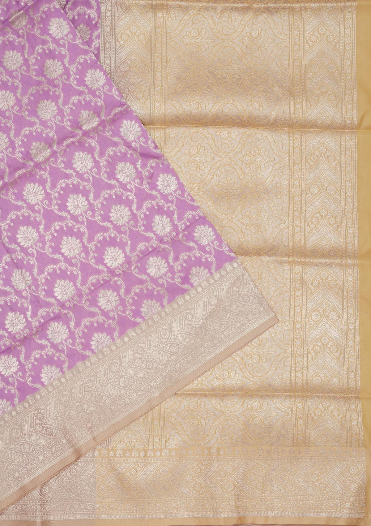 Lavender Zariwork Pure Silk Saree-Koskii