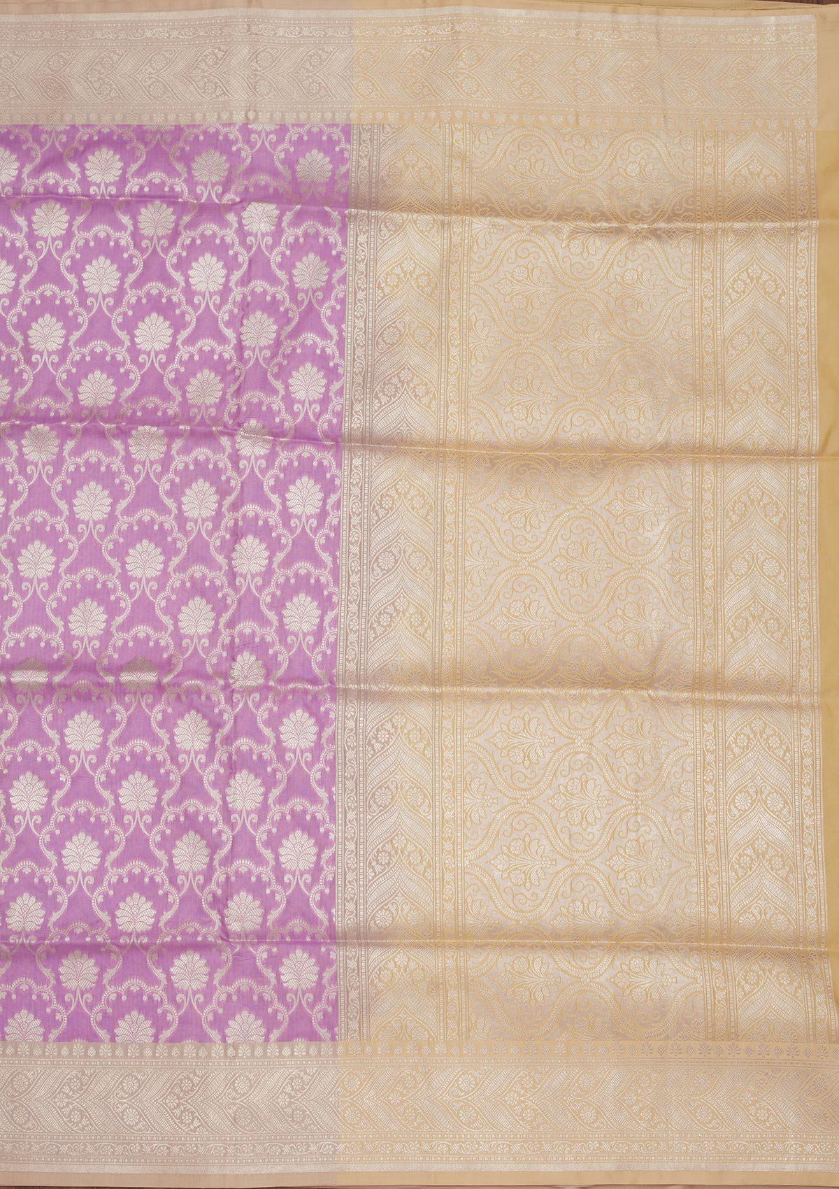 Lavender Zariwork Pure Silk Saree-Koskii