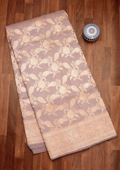 Lavender Zariwork Pure Silk Saree-Koskii