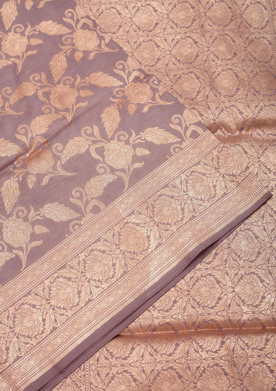 Lavender Zariwork Pure Silk Saree-Koskii