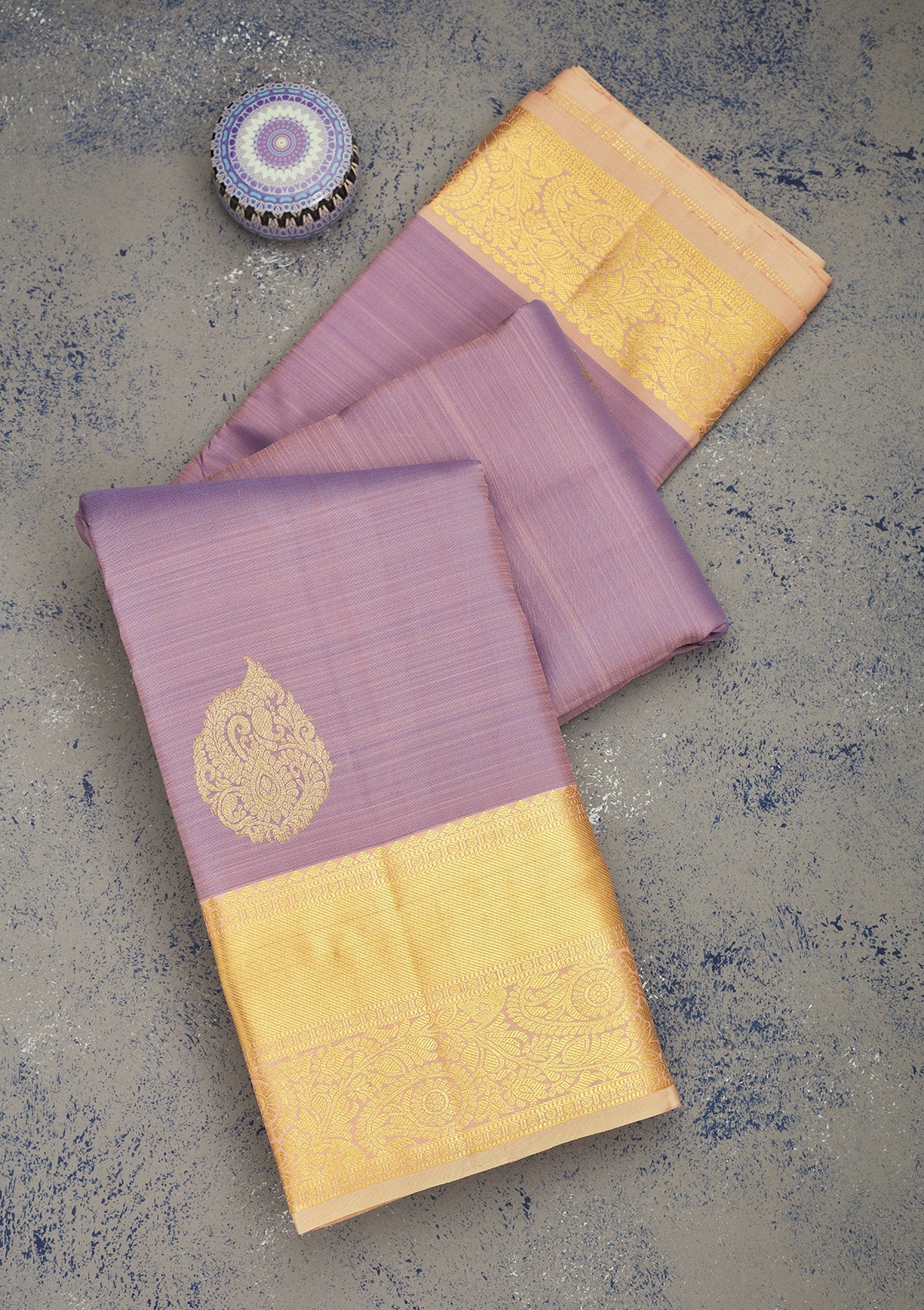 Lavender Zariwork Pure Silk Saree-Koskii