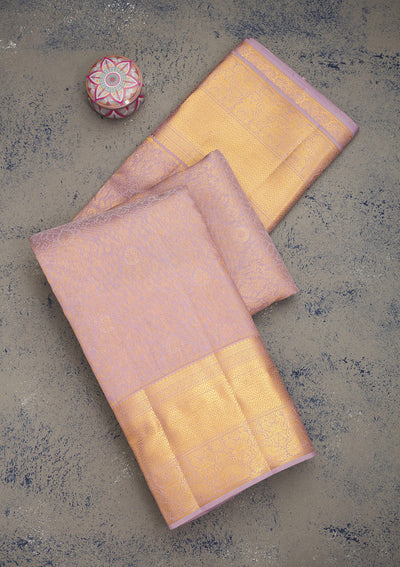 Lavender Zariwork Pure Silk Saree-Koskii