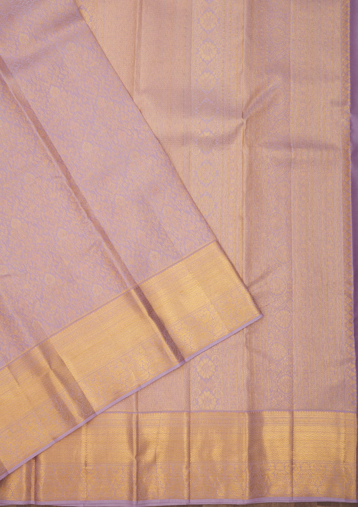 Lavender Zariwork Pure Silk Saree-Koskii