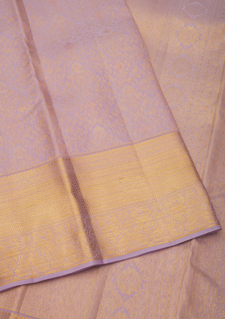 Lavender Zariwork Pure Silk Saree-Koskii