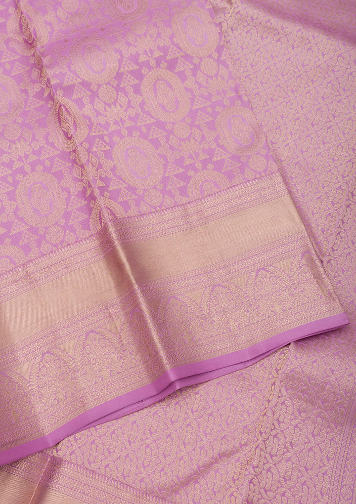 Lavender Zariwork Pure Silk Saree-Koskii