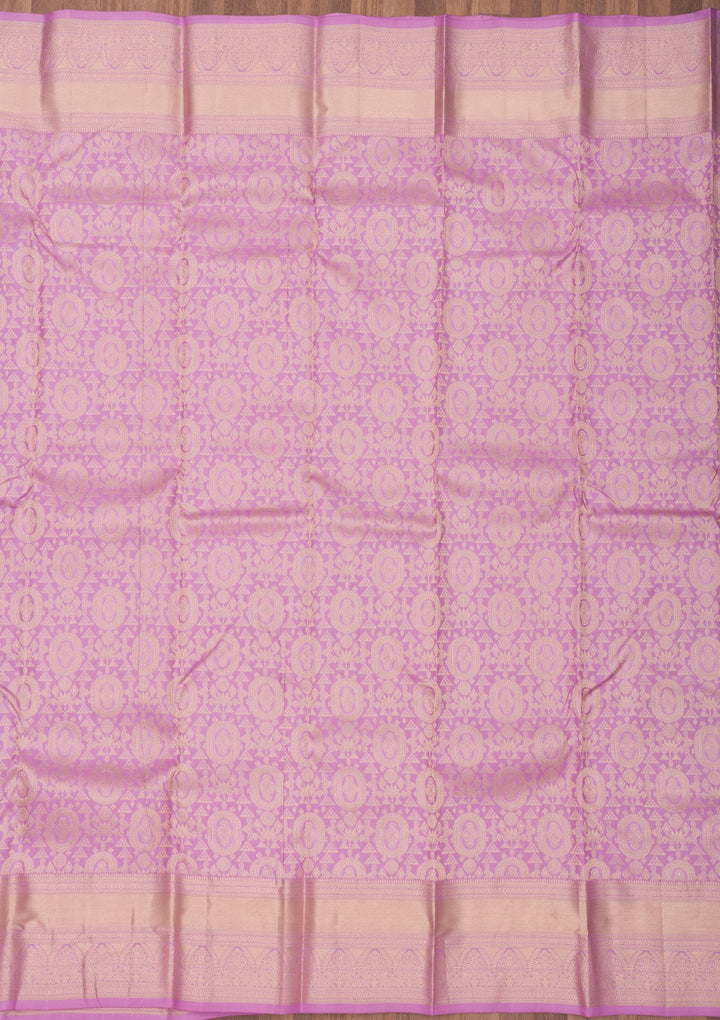 Lavender Zariwork Pure Silk Saree-Koskii