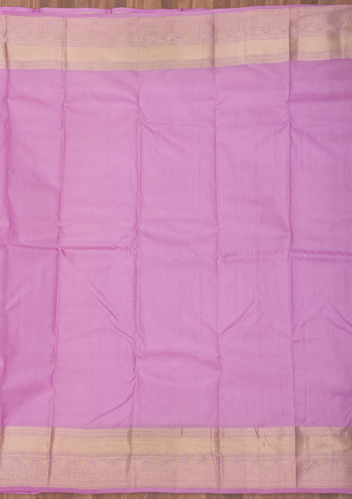 Lavender Zariwork Pure Silk Saree-Koskii