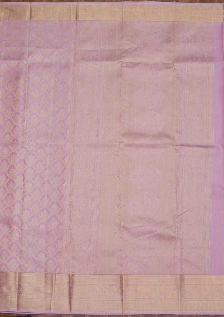 Lavender Zariwork Pure Silk Saree-Koskii