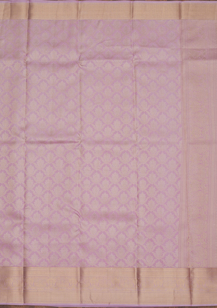 Lavender Zariwork Pure Silk Saree-Koskii