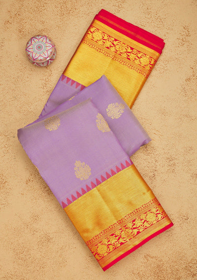 Lavender Zariwork Pure Silk Saree-Koskii