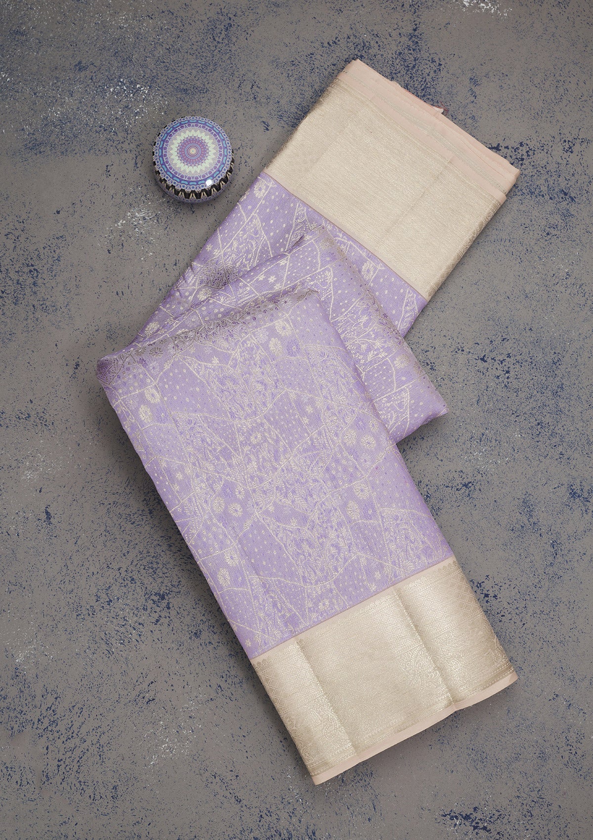 Lavender Zariwork Pure Silk Saree-Koskii