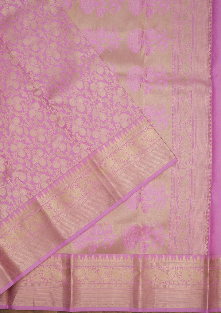 Lavender Zariwork Pure Silk Saree-Koskii