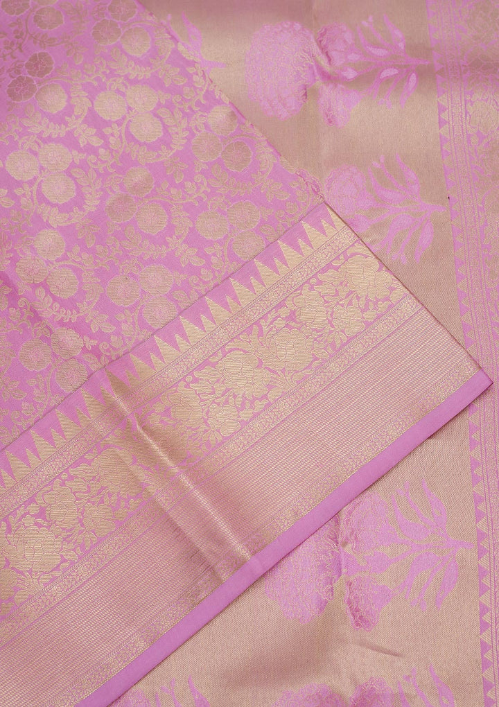 Lavender Zariwork Pure Silk Saree-Koskii