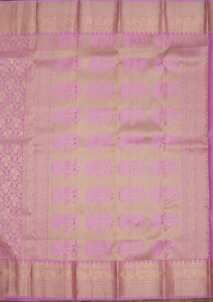 Lavender Zariwork Pure Silk Saree-Koskii