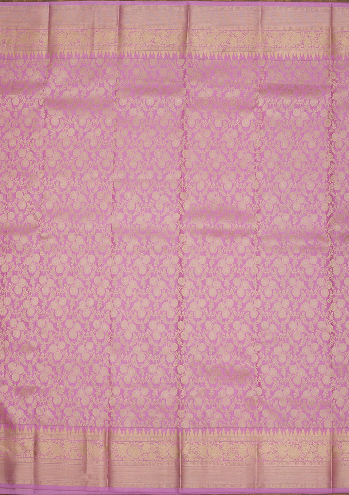Lavender Zariwork Pure Silk Saree-Koskii