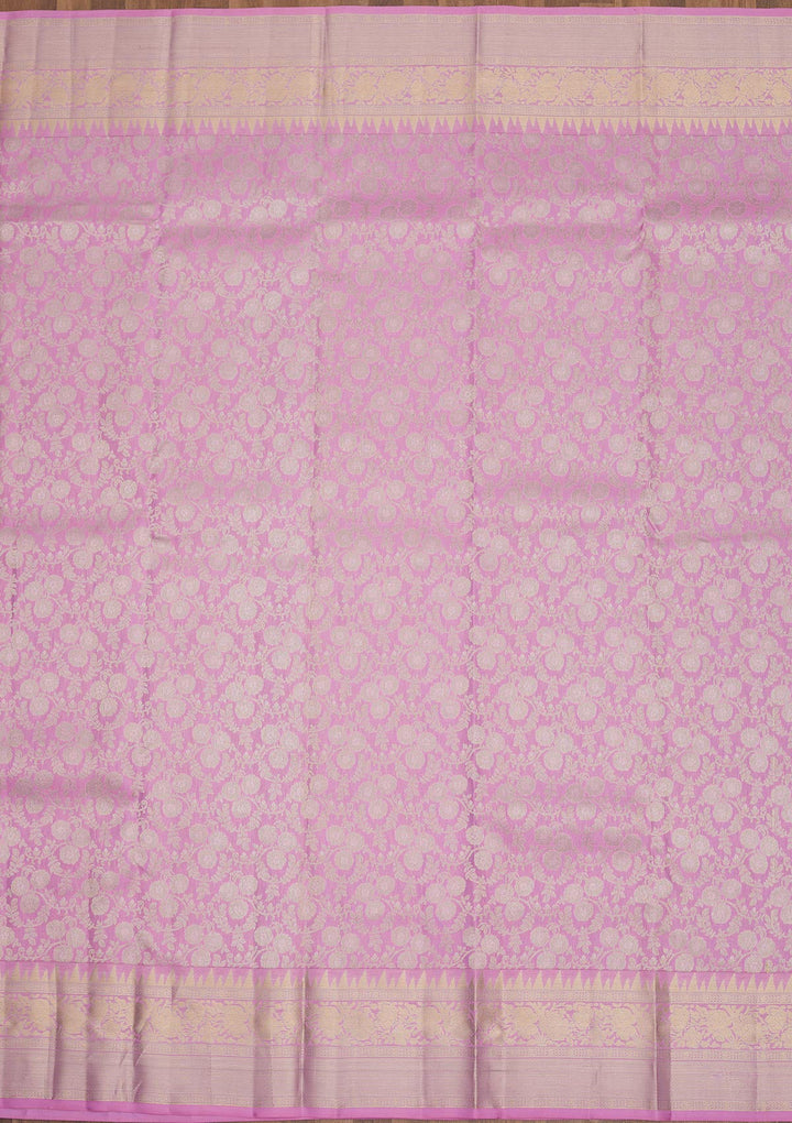 Mauve Zariwork Pure Silk Saree-Koskii