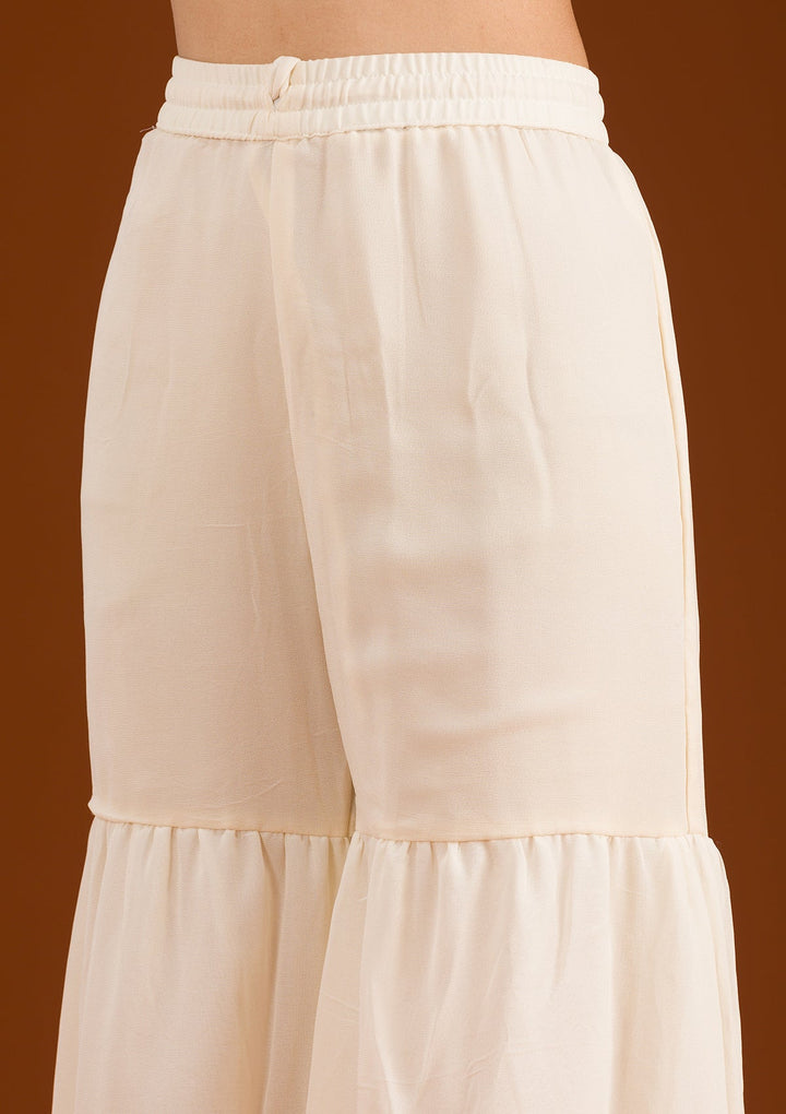 Lavender Zariwork Semi Crepe Readymade Salwar Suit