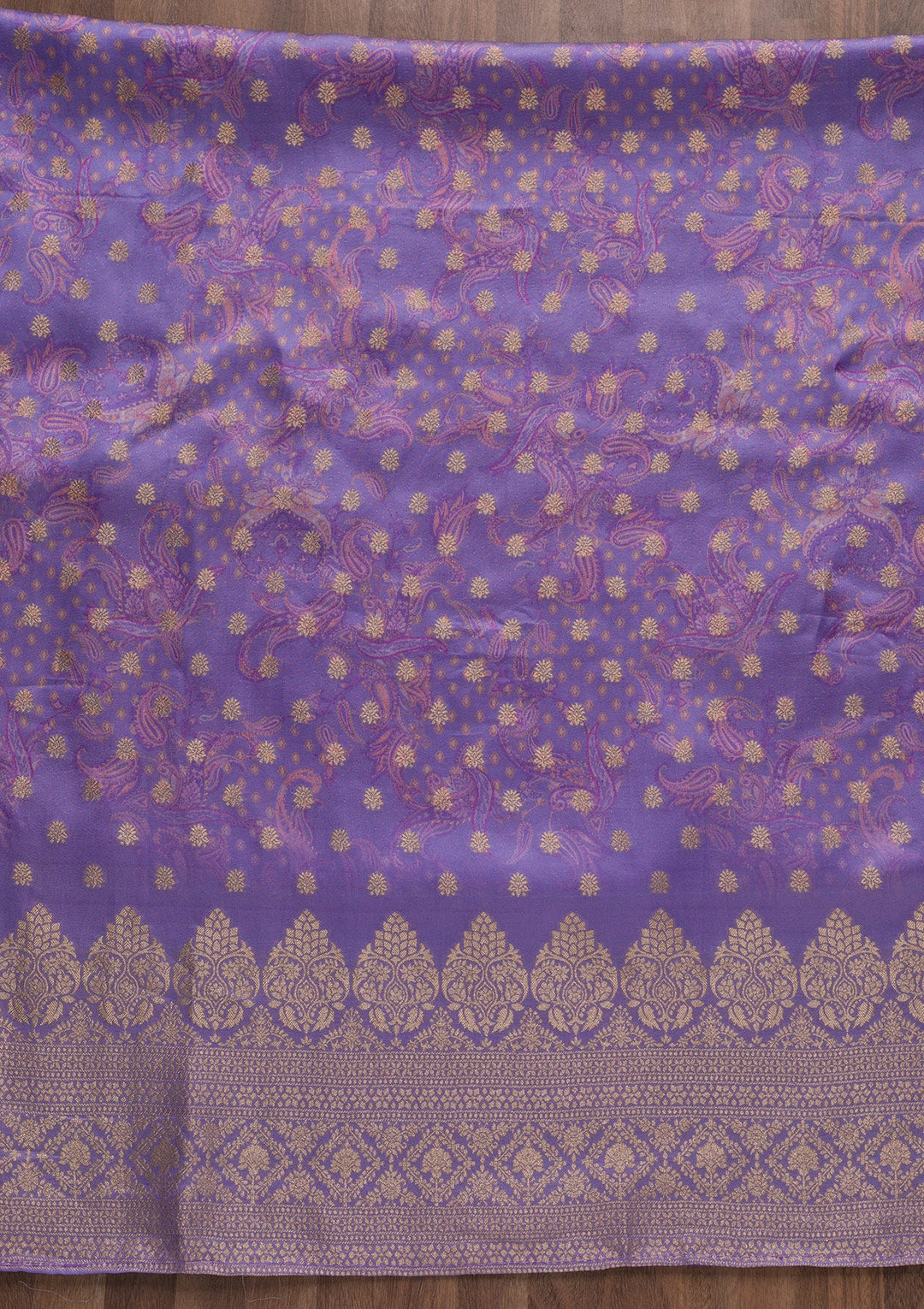 Lavender Zariwork Semi Crepe Unstitched Salwar Suit-Koskii