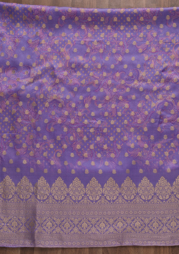 Lavender Zariwork Semi Crepe Unstitched Salwar Suit-Koskii