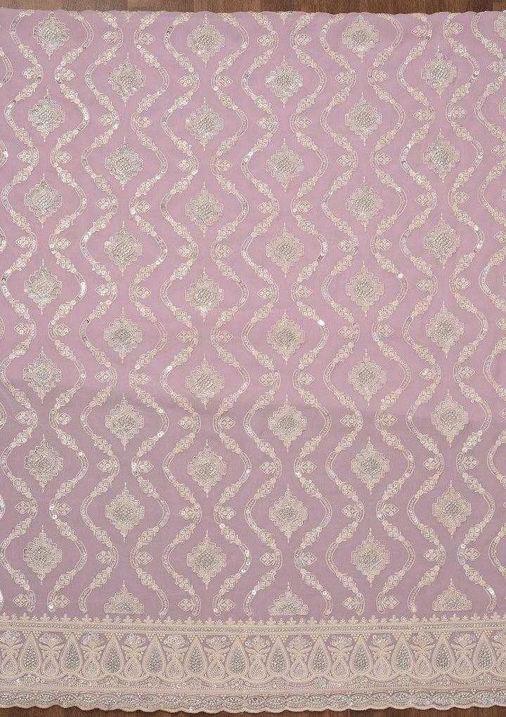Lavender Zariwork Semi Crepe Unstitched Salwar Suit-Koskii