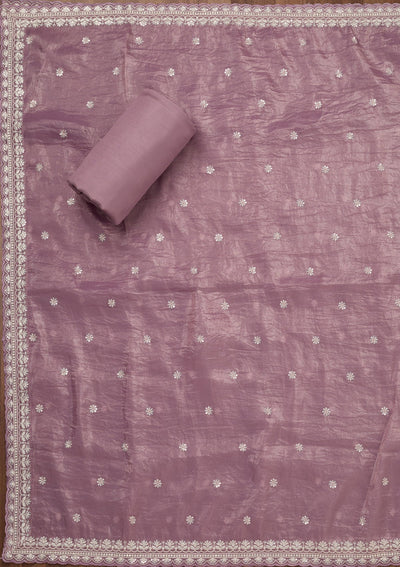 Lavender Zariwork Semi Crepe Unstitched Salwar Suit-Koskii
