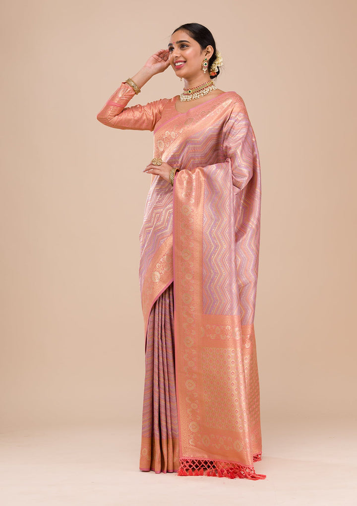 Lavender Zariwork Silk Saree-Koskii