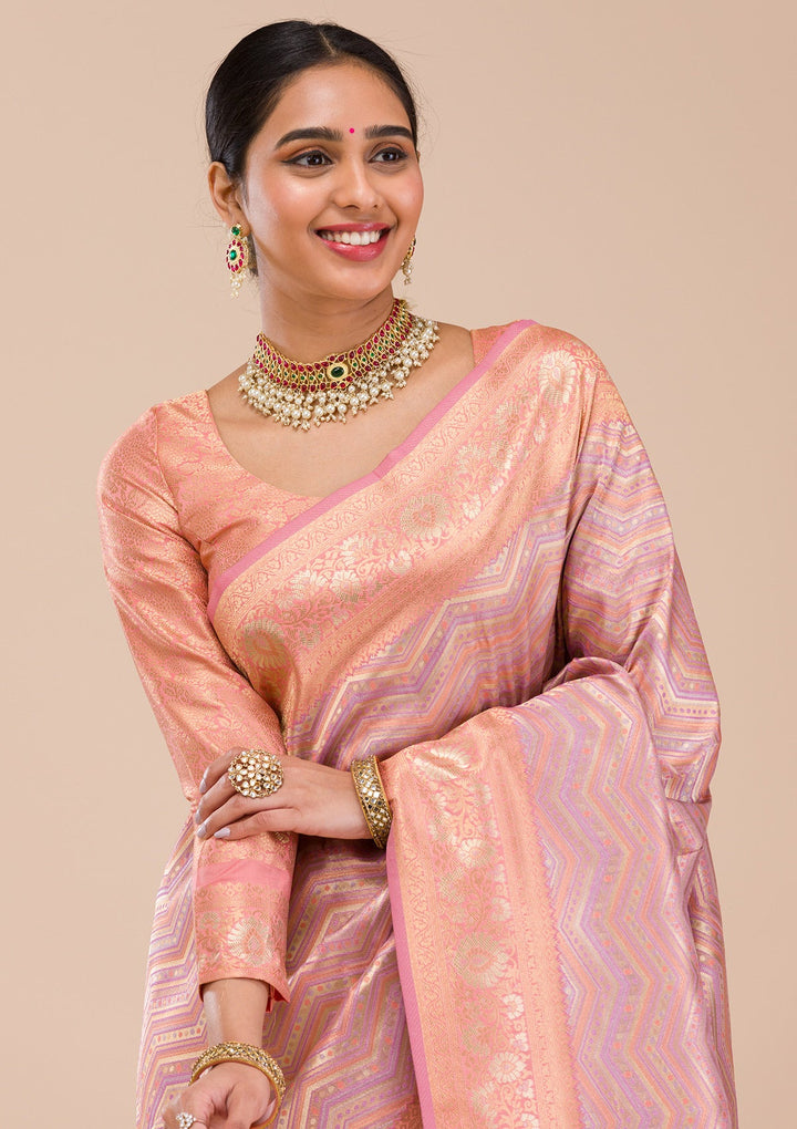 Lavender Zariwork Silk Saree-Koskii