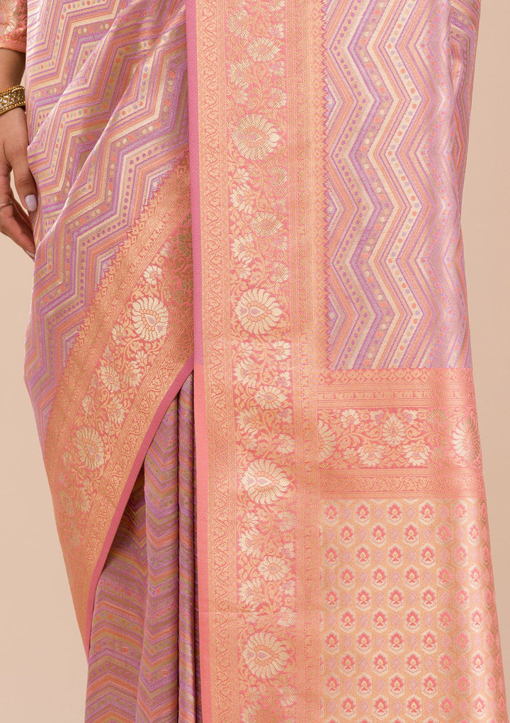 Lavender Zariwork Silk Saree-Koskii