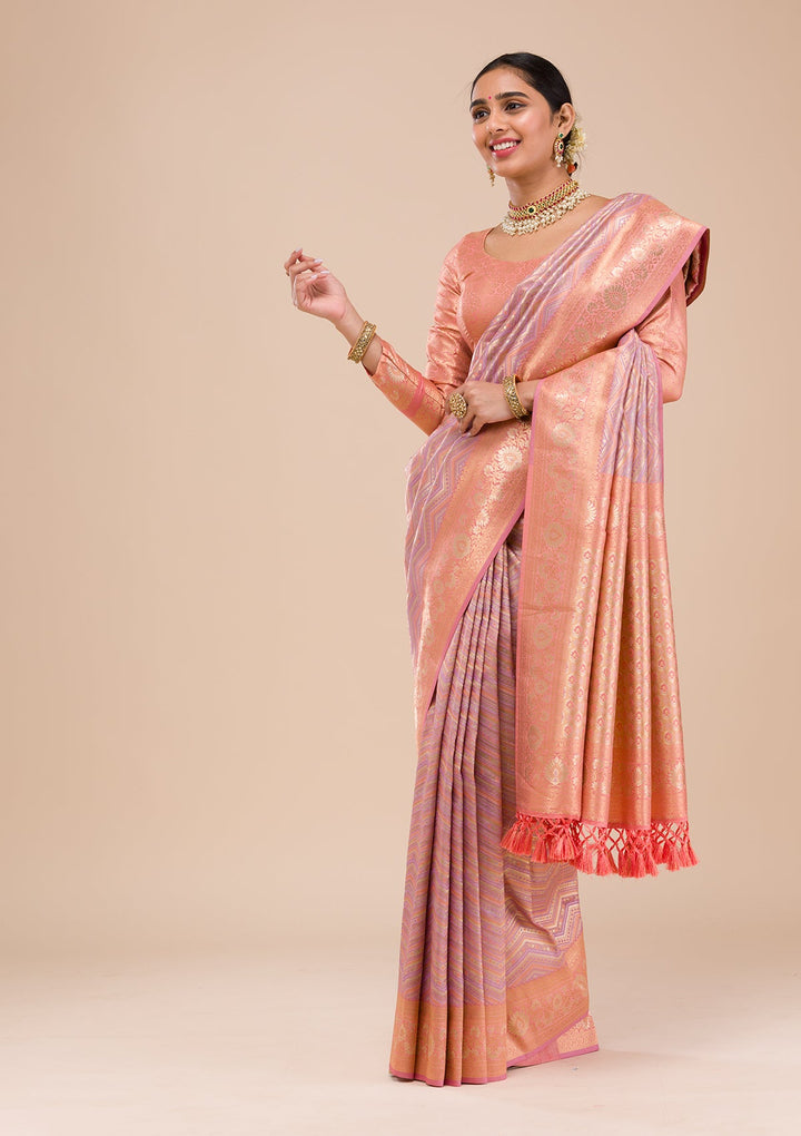 Lavender Zariwork Silk Saree-Koskii