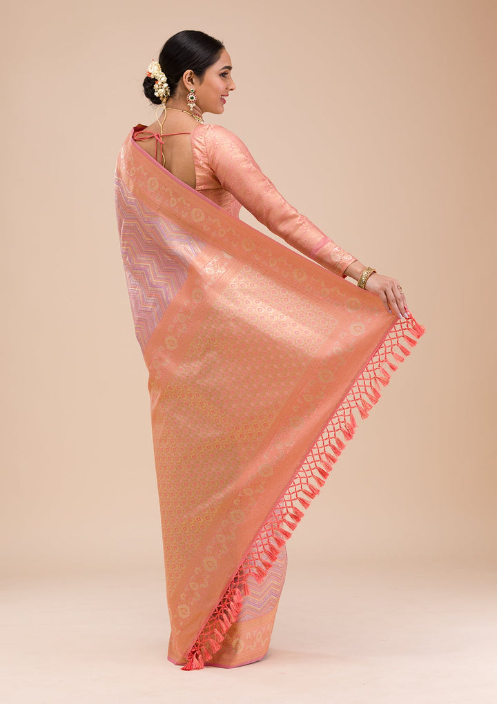 Lavender Zariwork Silk Saree-Koskii