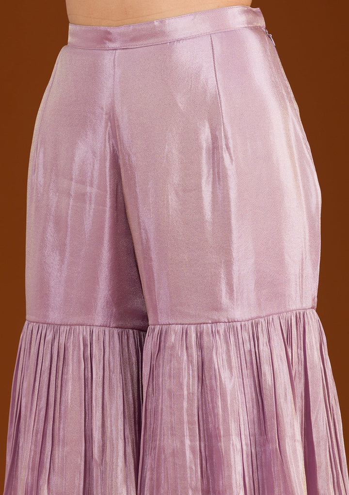 Lavender Zariwork Tissue Readymade Salwar Suit