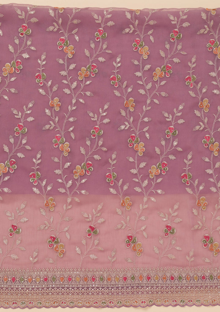 Lavender Zariwork Tissue Unstitched Salwar Suit-Koskii