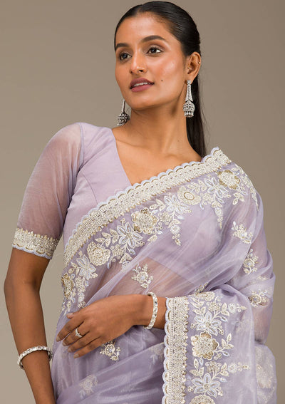 Lavender Zariwork Tissue Saree