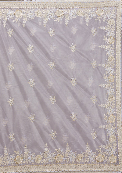 Lavender Zariwork Tissue Saree