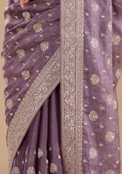 Lavender Zariwork Tissue Saree