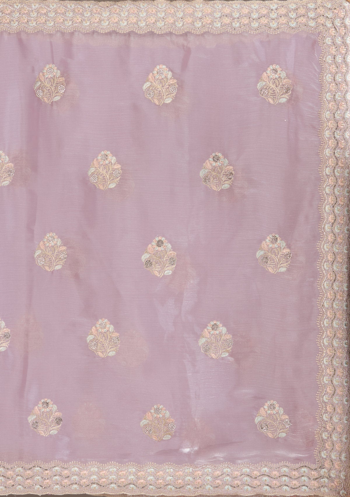 Lavender Zariwork Tissue Saree-Koskii