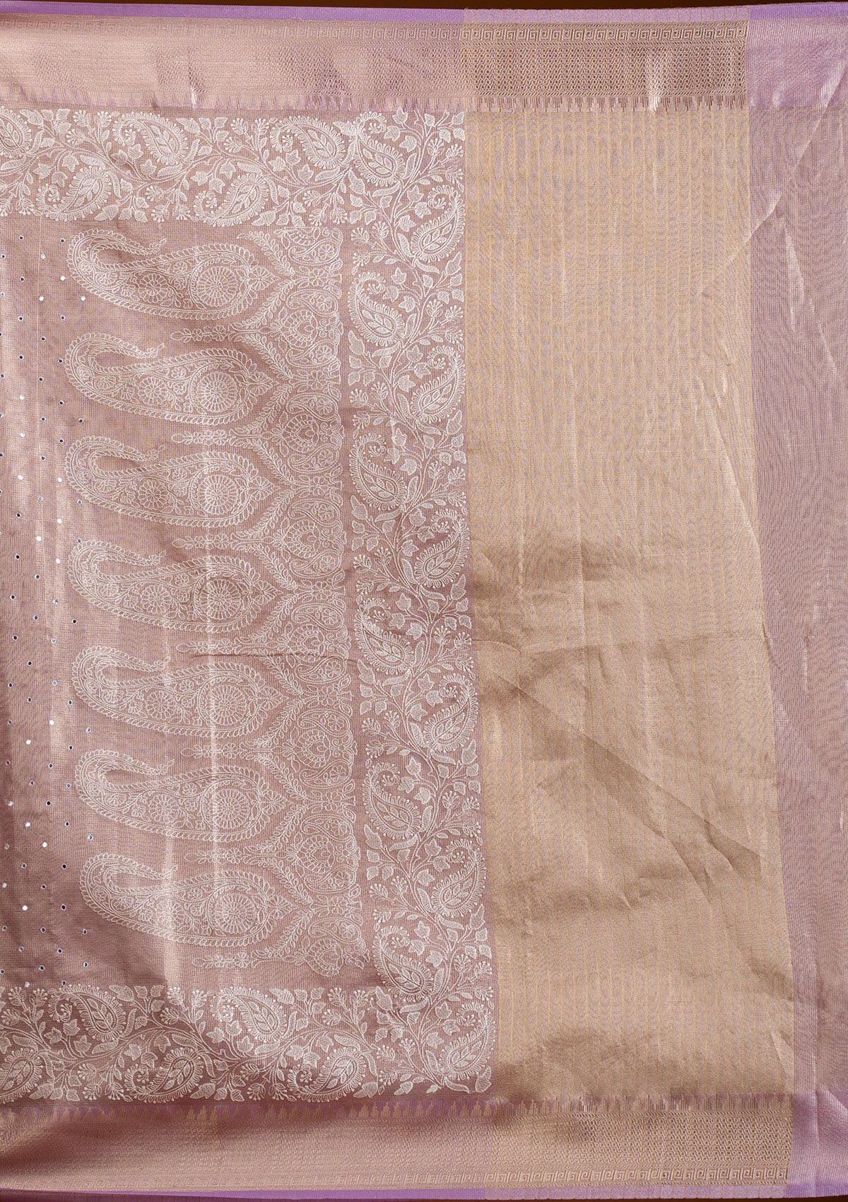 Lavender Zariwork Tissue Saree-Koskii