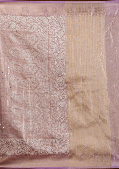 Lavender Zariwork Tissue Saree-Koskii