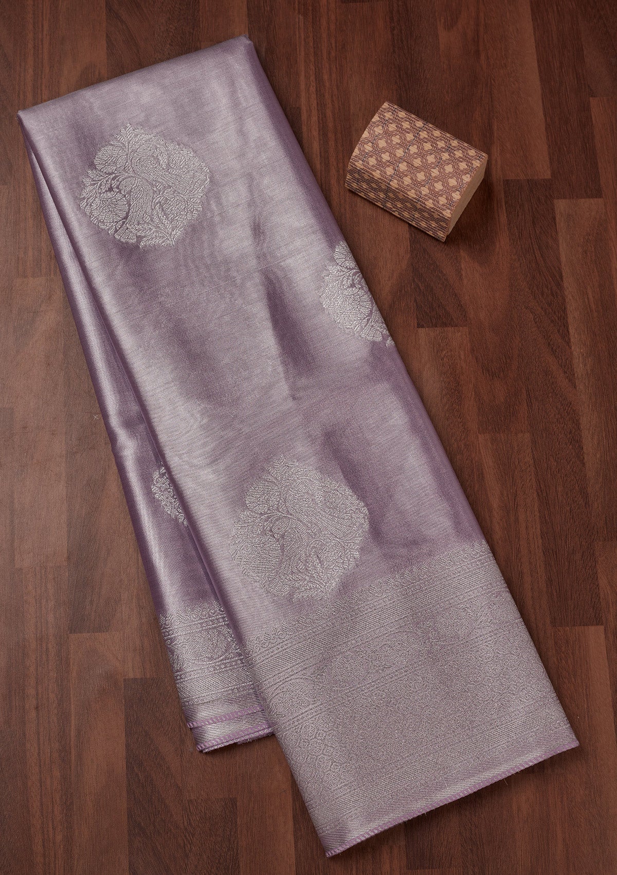 Lavender Zariwork Tissue Saree-Koskii