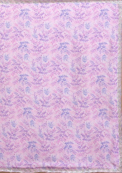 Lavender Printed Satin Saree-Koskii