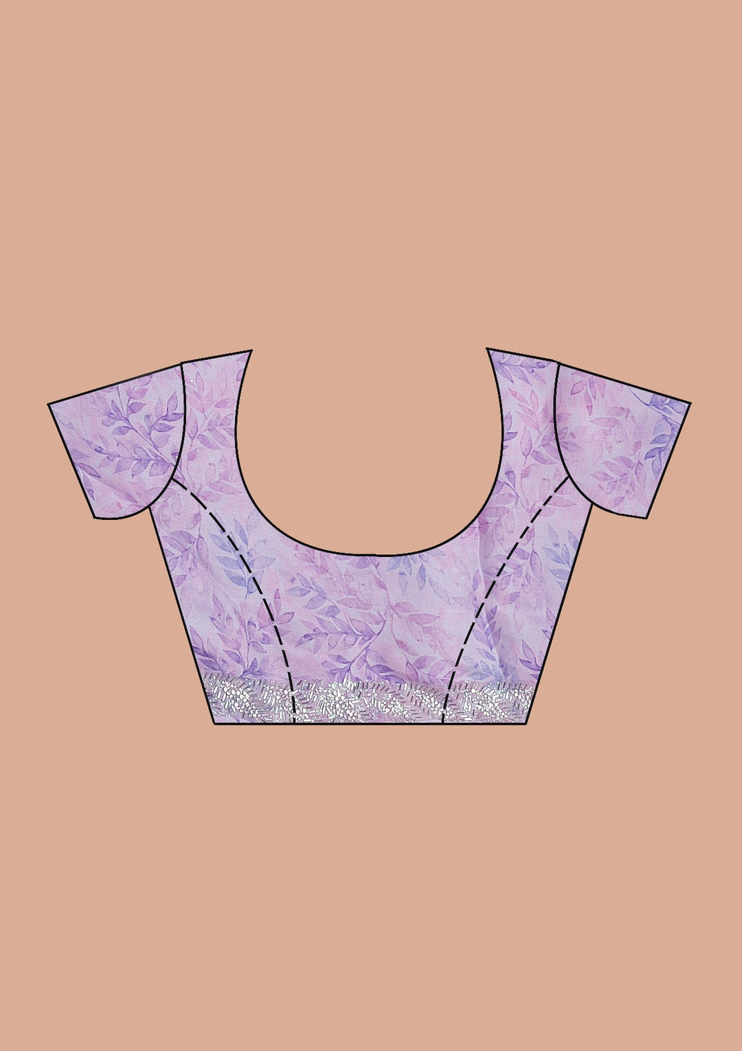 Lavender Printed Satin Saree-Koskii