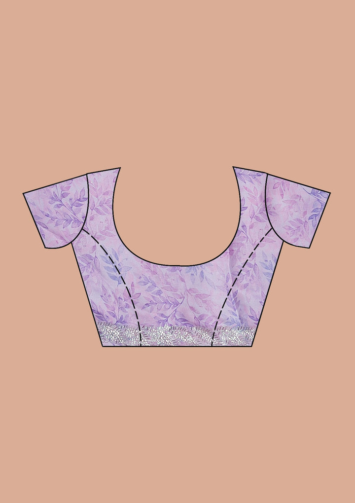 Lavender Printed Satin Saree-Koskii