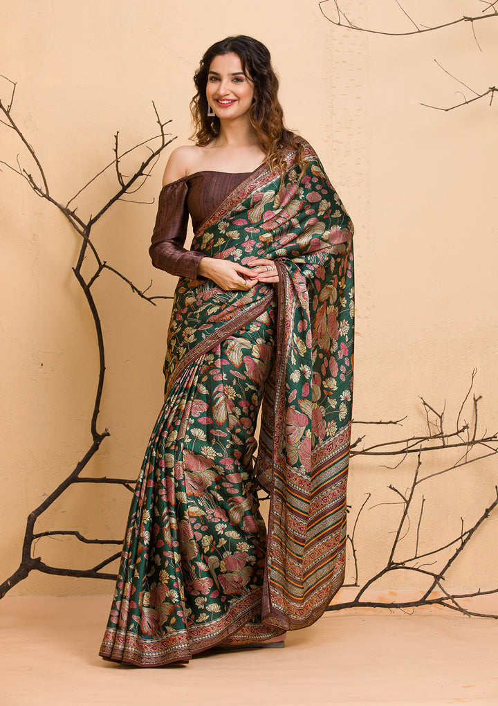 Bottle Green Gotapatti Shimmer Designer Saree-Koskii