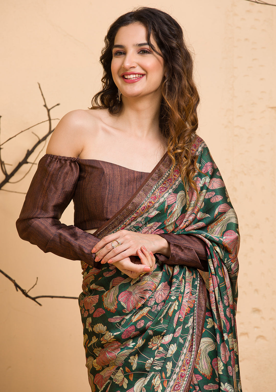 Bottle Green Gotapatti Shimmer Designer Saree-Koskii