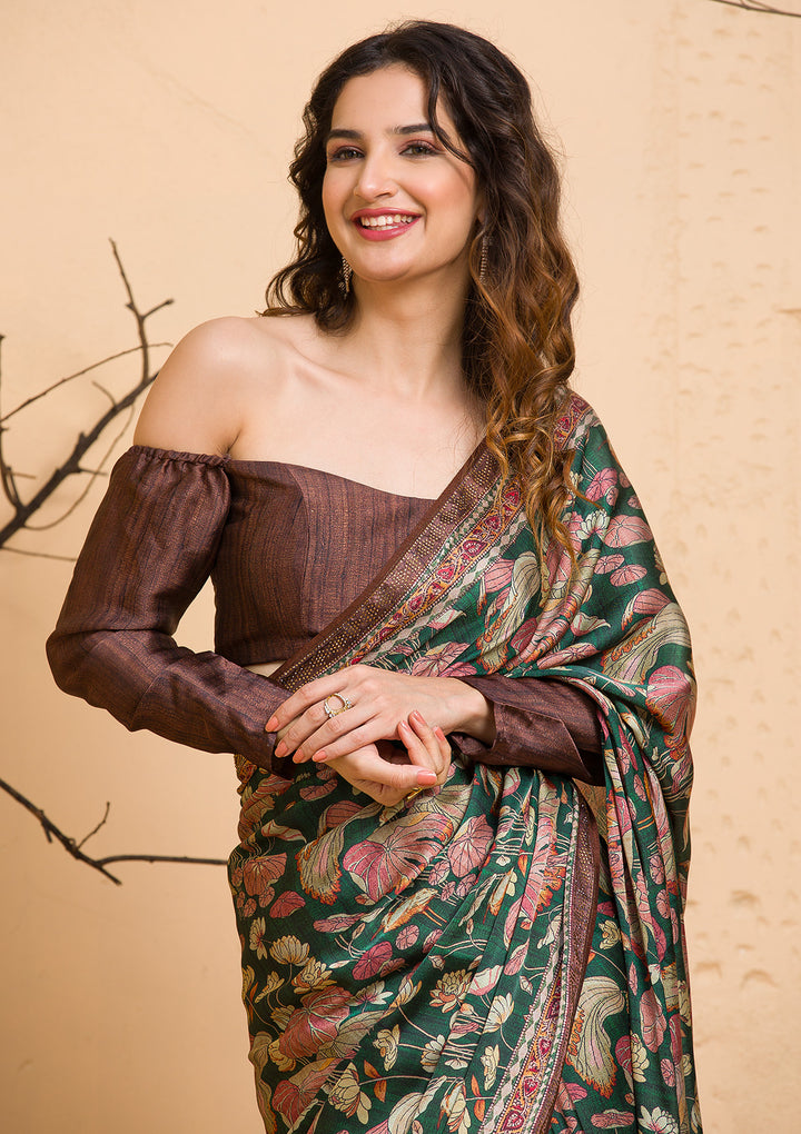 Bottle Green Gotapatti Shimmer Designer Saree-Koskii