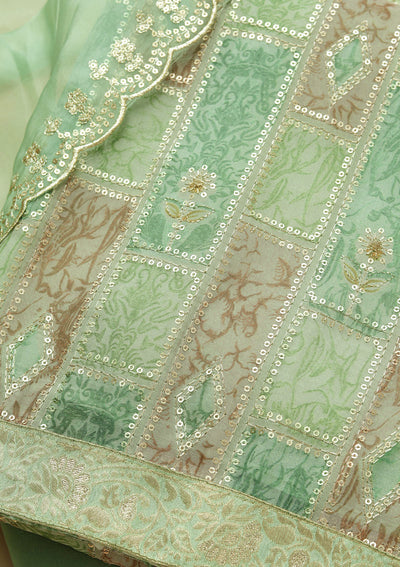 Leaf Green Sequins Tissue Unstitched Salwar Kameez
