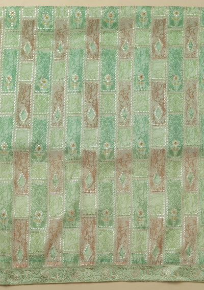 Leaf Green Sequins Tissue Unstitched Salwar Kameez