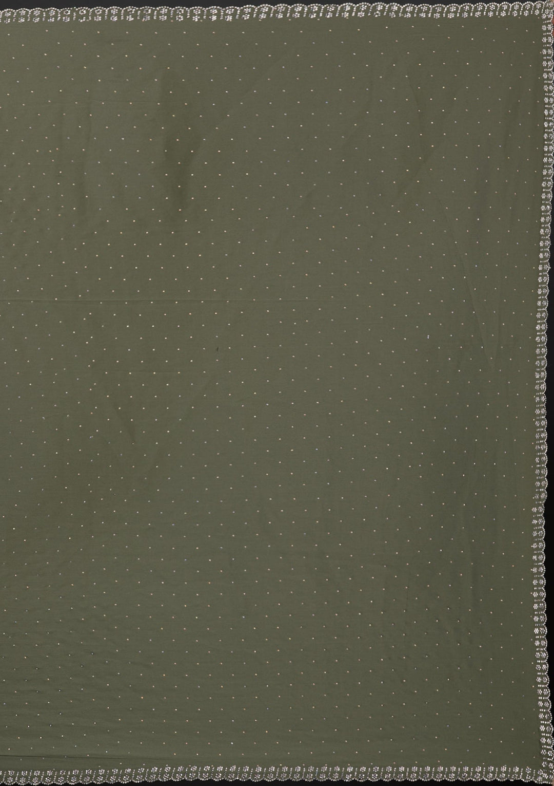 Leaf Green Stonework Satin Saree-Koskii