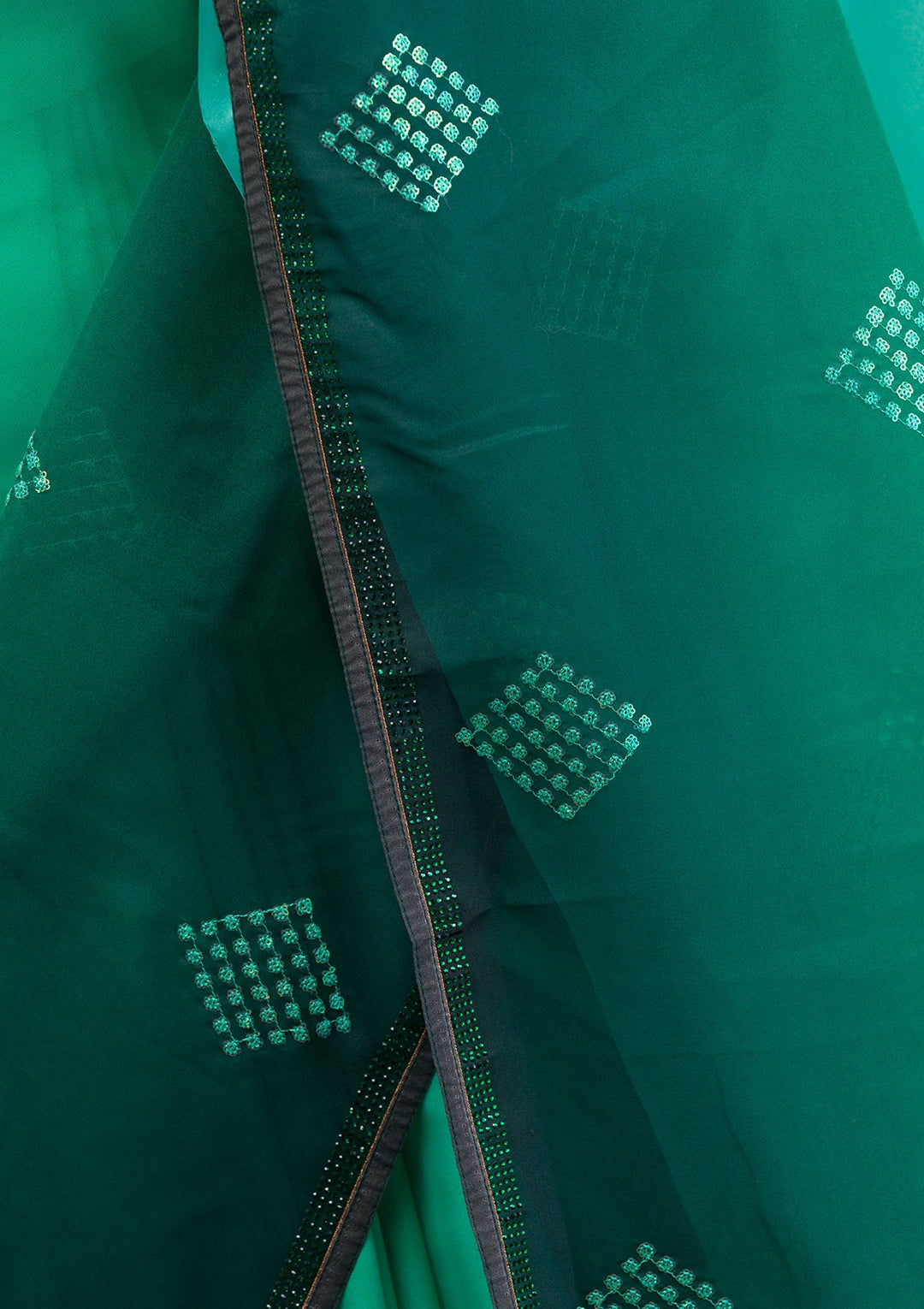 Black Swarovski Semi Crepe Designer Saree-Koskii