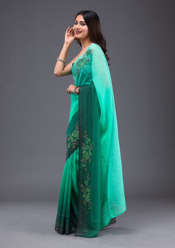 Pink Sequins Shimmer Designer Saree-Koskii